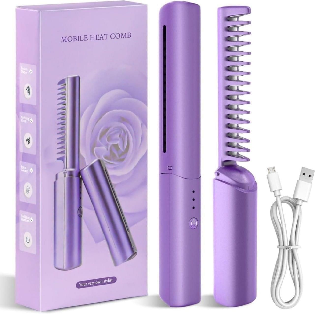 Meneflix Portable Mini Hair Straightener – Cordless & Rechargeable Hot Comb