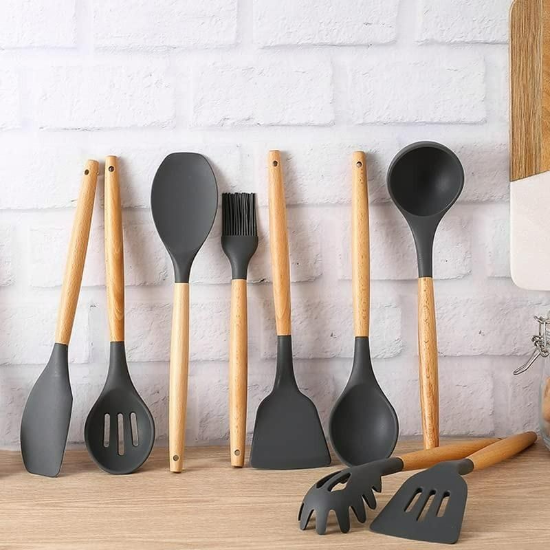 Silicone Cooking Utensils Set – 11 pcs with Holder