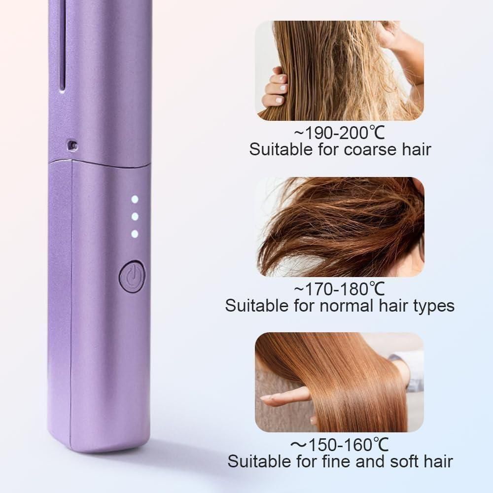 Meneflix Portable Mini Hair Straightener – Cordless & Rechargeable Hot Comb