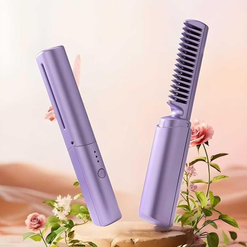 Meneflix Portable Mini Hair Straightener – Cordless & Rechargeable Hot Comb