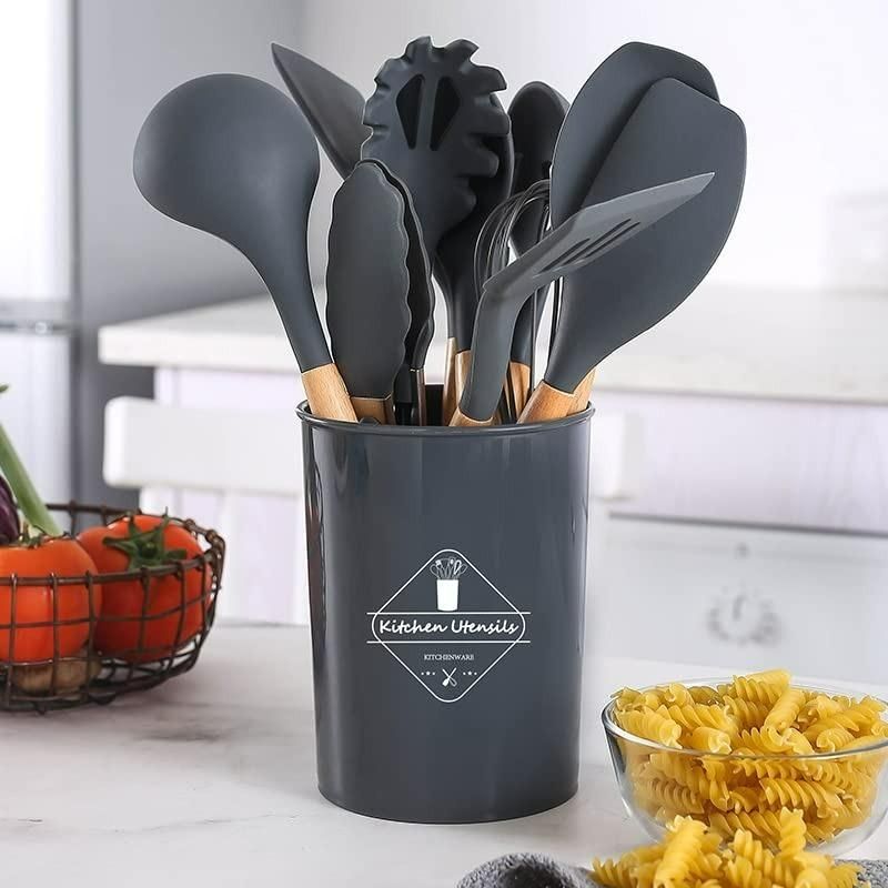 Silicone Cooking Utensils Set – 11 pcs with Holder